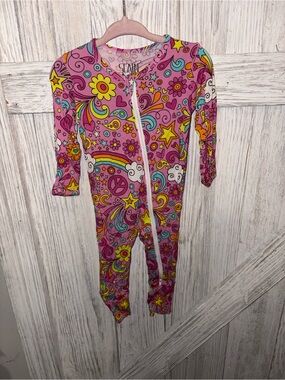 Pink Groovy Print One-Piece Jumpsuit - 3/6M